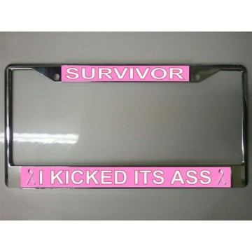 Survivor I Kicked It's Ass Chrome License Plate Frame 